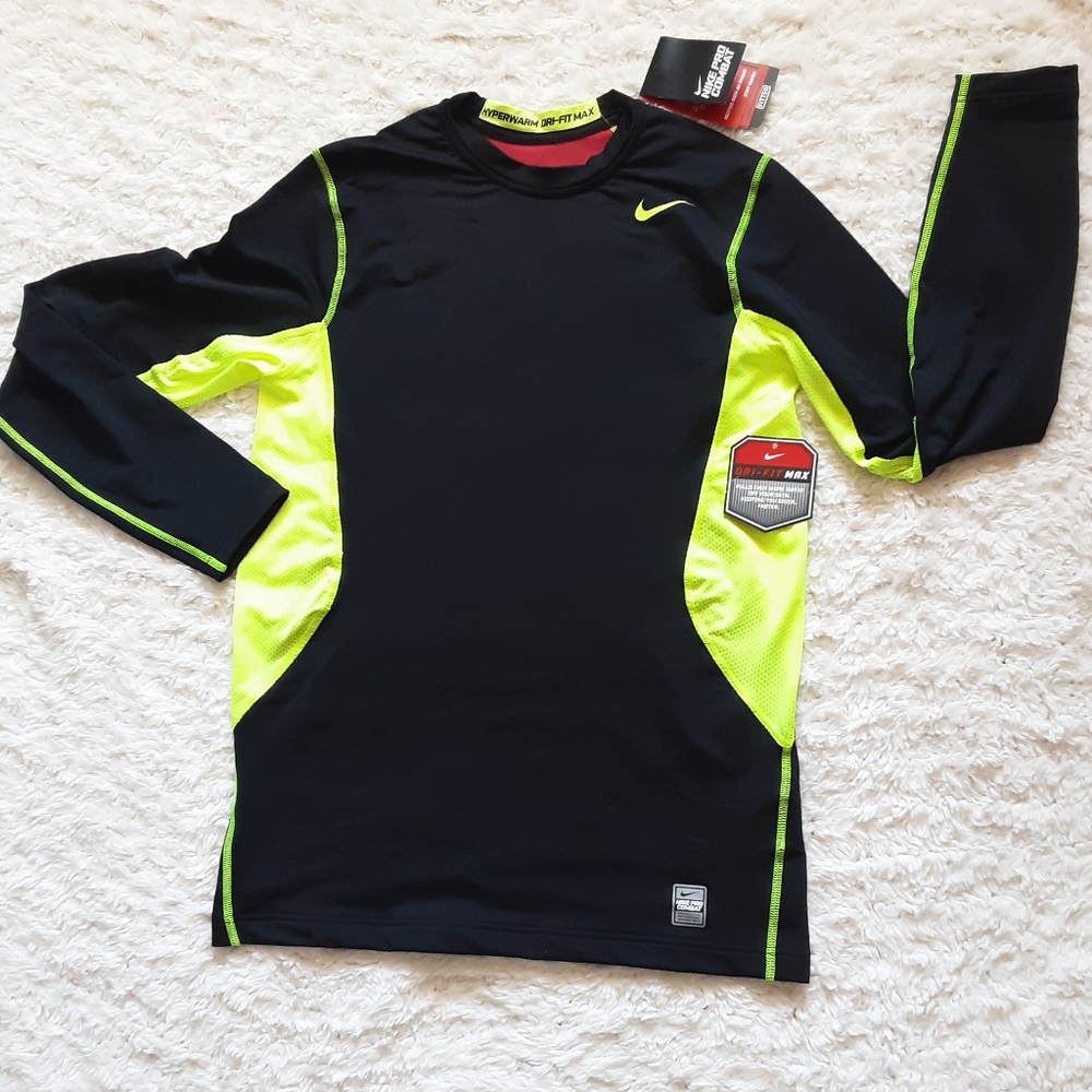 NIKE MEN'S PRO COMBAT HYPERWARM DRI FIT LONG SLEEVE SHIRT NWT